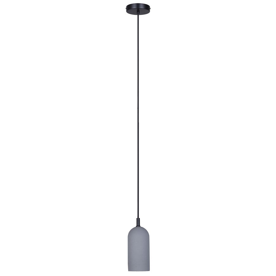 Canarm Jack 4.75in 1-Light Pendant | Matte Black and Grey Cement | Kitchen Island & Dining Room | 4.75 x 4.75 x 12 in | Model IPL729B01BK-GY