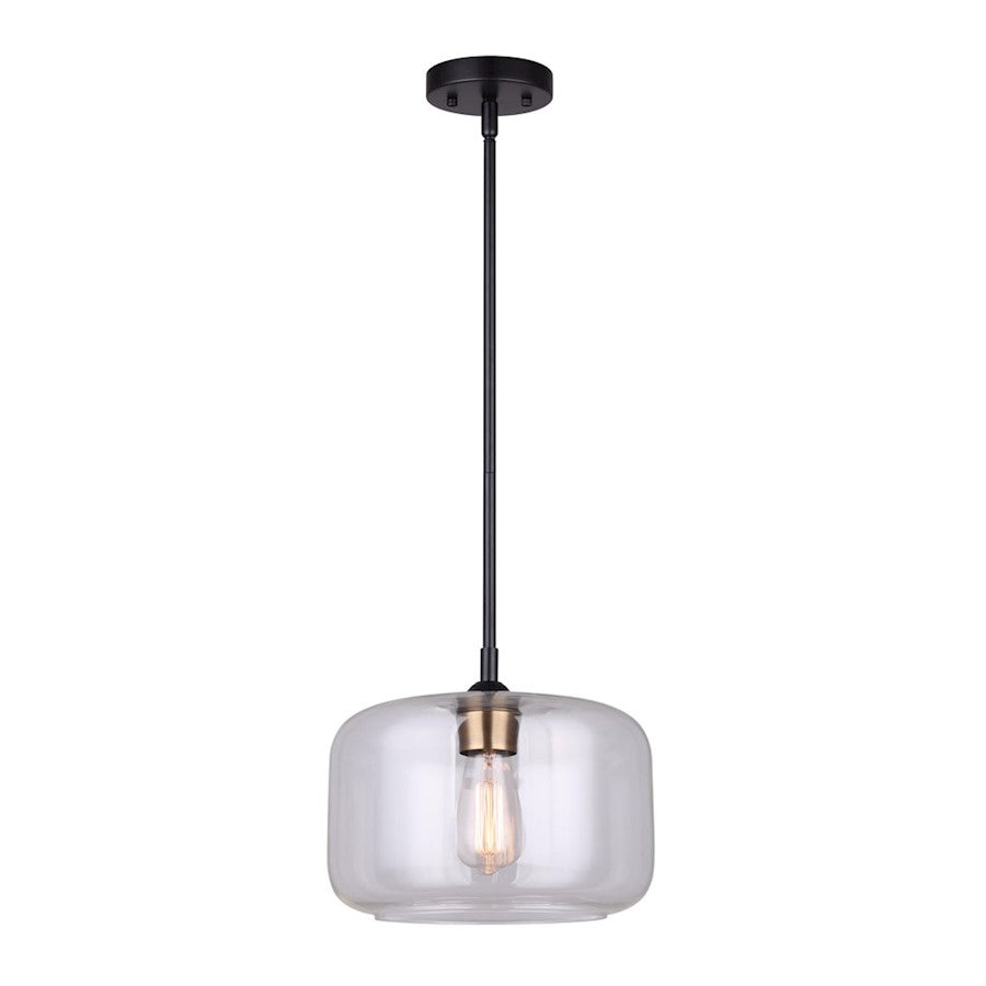 Canarm Fauna 11in 1-Light Pendant | Modern Matte Black & Gold Metal | Kitchen Island & Dining Room | 11 x 11 x 60 in | Model IPL778B01BKG
