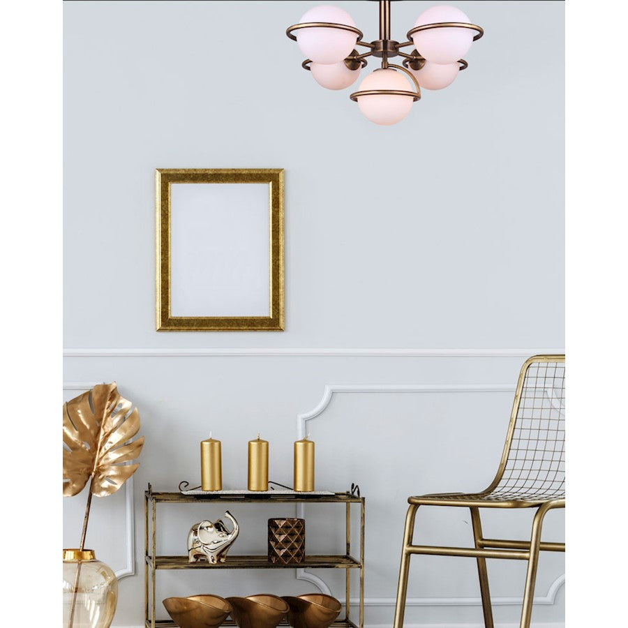 Canarm Kosima 24in 5-Light Semi-Flush Mount | Gold Metal | Bedroom & Living Room Ceiling Light | 24.5 x 24.5 x 15.5 in | Model ISF1025A05GD9