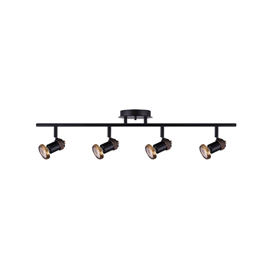 Canarm Tayte 29in 4-Light Track Light | Mid-Century Matte Black and Gold | Kitchen & Living Room Task Lighting | 29 x 5 x 6 in | Model IT1057A04BKG10