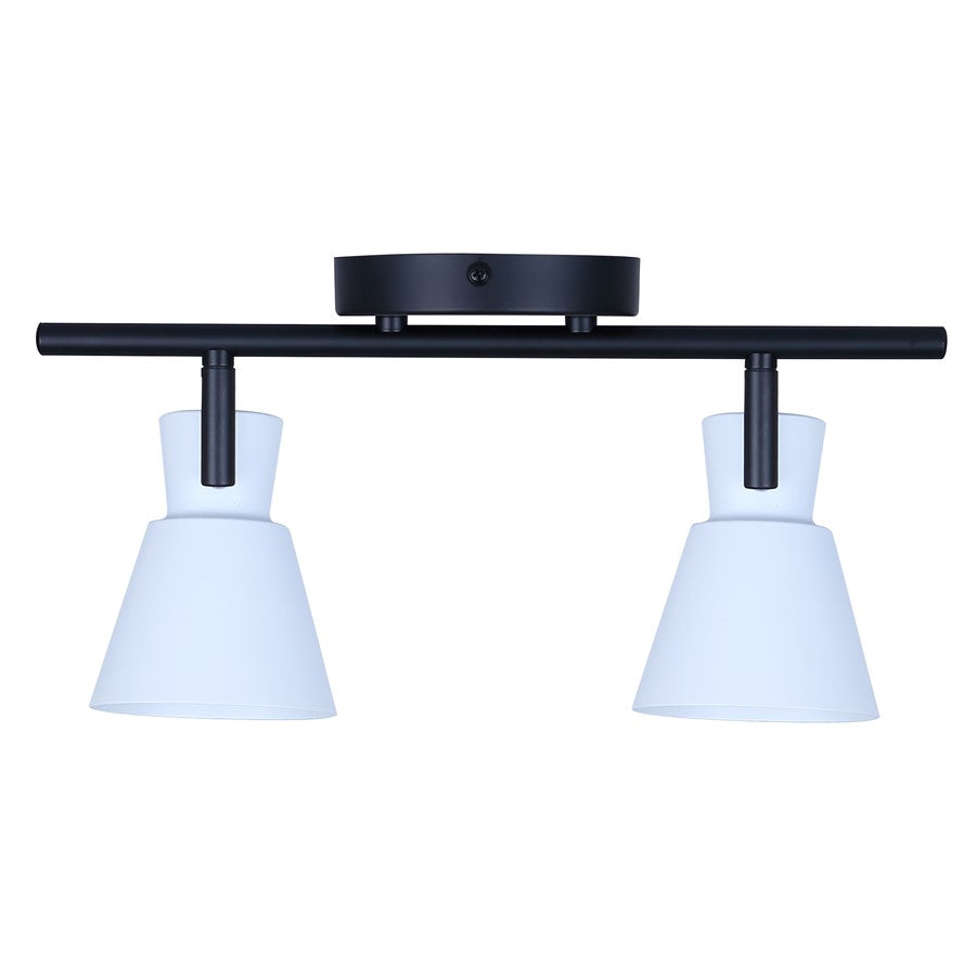Canarm Radley 14in 2-Light Track Light | Modern Matte Black and White Metal Shades | Kitchen & Living Room | 14 x 4.75 x 7 in | Model IT1163A02BW10