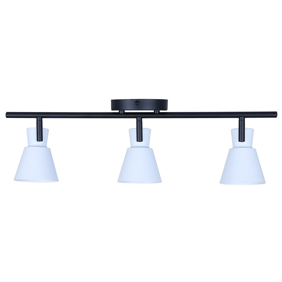 Canarm Radley 22in 3-Light Track Light | Modern Matte Black and White Metal Shades | Kitchen & Living Room | 22.5 x 4.75 x 7 in | Model IT1163A03BW10