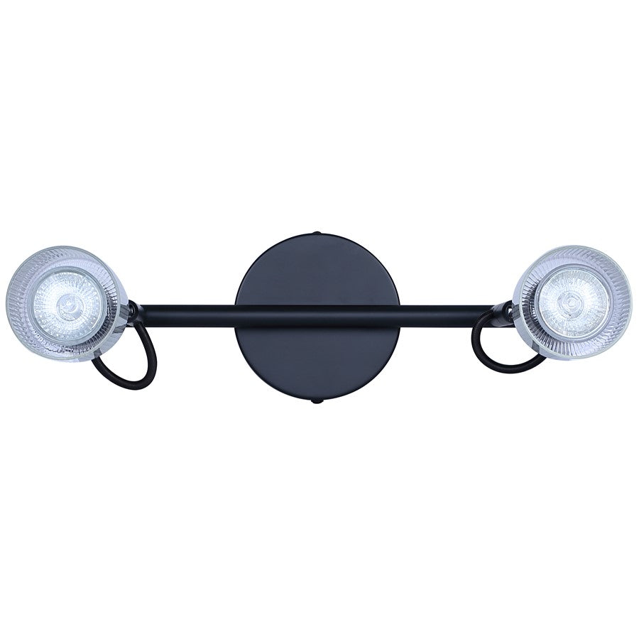 Canarm Owen 15in 2-Light Track Lighting | Black Steel Industrial with Faux Wood Accent | Living Room & Studio | Model IT1198A02BKW10