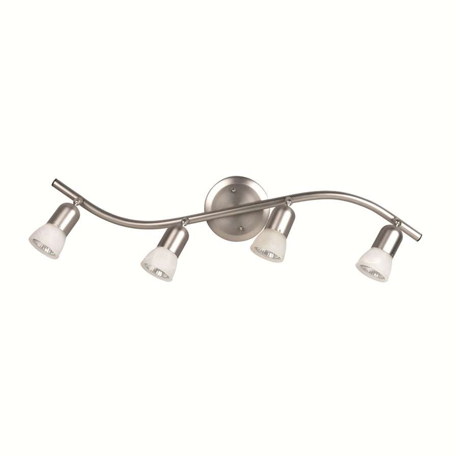 Canarm James 26.5in 4-Light Track | Brushed Pewter Steel and White Alabaster Glass | Kitchen & Living Room Accent | Model IT356A04BPT10