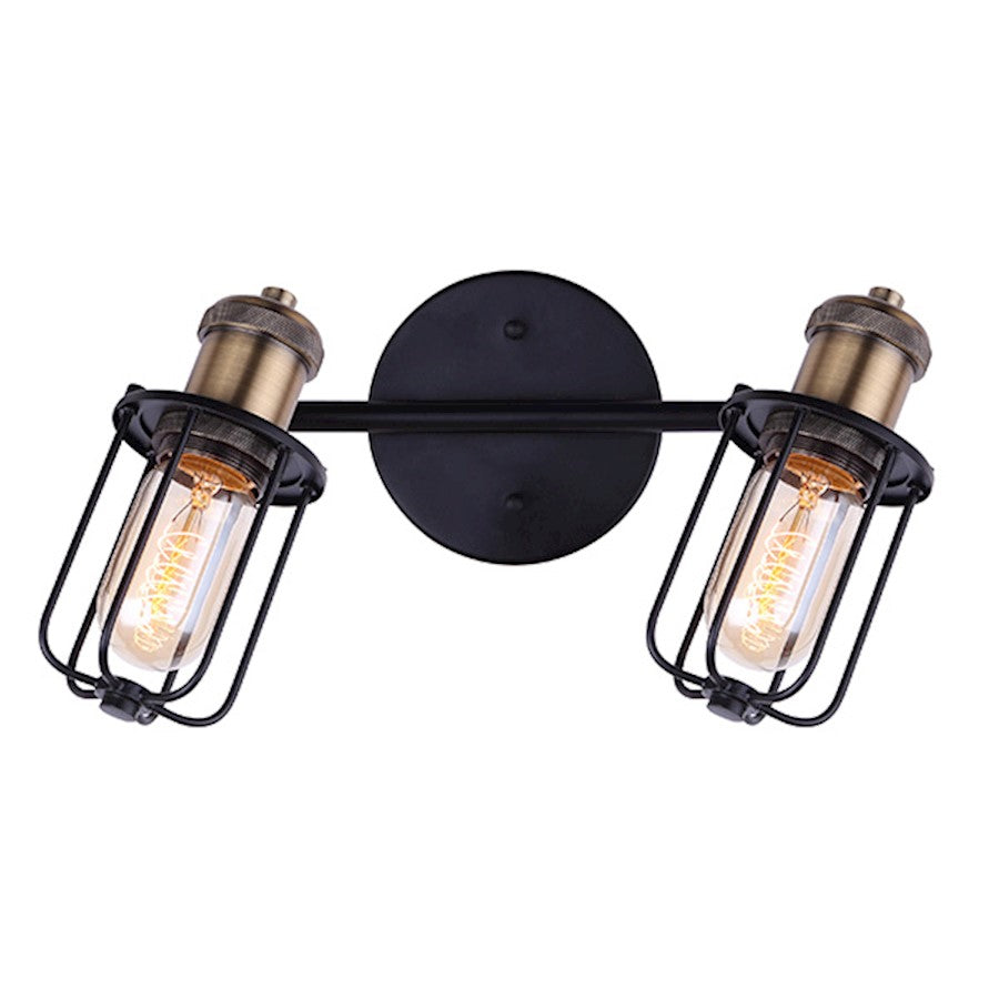 Canarm Vox 13in 2-Light Track Light | Industrial Matte Black and Gold Metal | Kitchen & Living Room | 13 x 6 x 8 in | Model IT704A02BKG