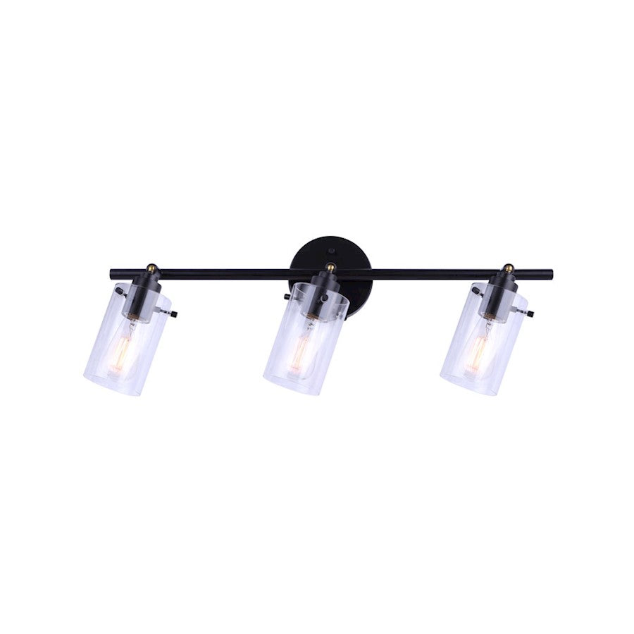 Canarm Joni 24in 3-Light Track Lighting | Transitional Matte Black and Clear Glass | Kitchen & Living Room | 24 x 5 x 9 in | Model IT759A03BK
