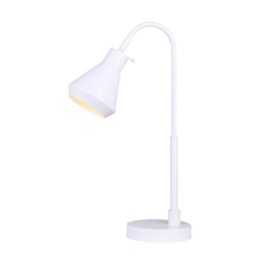 Canarm Byck 21in 1-Light Table Lamp | Modern Matte White Metal | Bedside & Living Room Reading Light | 12 x 6.25 x 21 in | Model ITL1020A21WH
