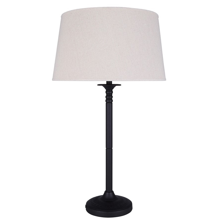 Canarm Oscar 29in 1-Light Table Lamp | Oil Rubbed Bronze and Natural Fabric Shade | Living Room & Reading Nook | Model ITL2118B29ORB