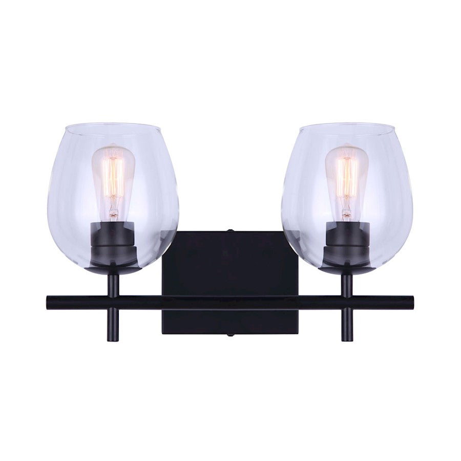 Canarm Cain 2-Light Vanity Light | Modern Black Metal | Bathroom & Powder Room Vanity Lighting | 16 x 7 x 10 in | Model IVL1019A02BK