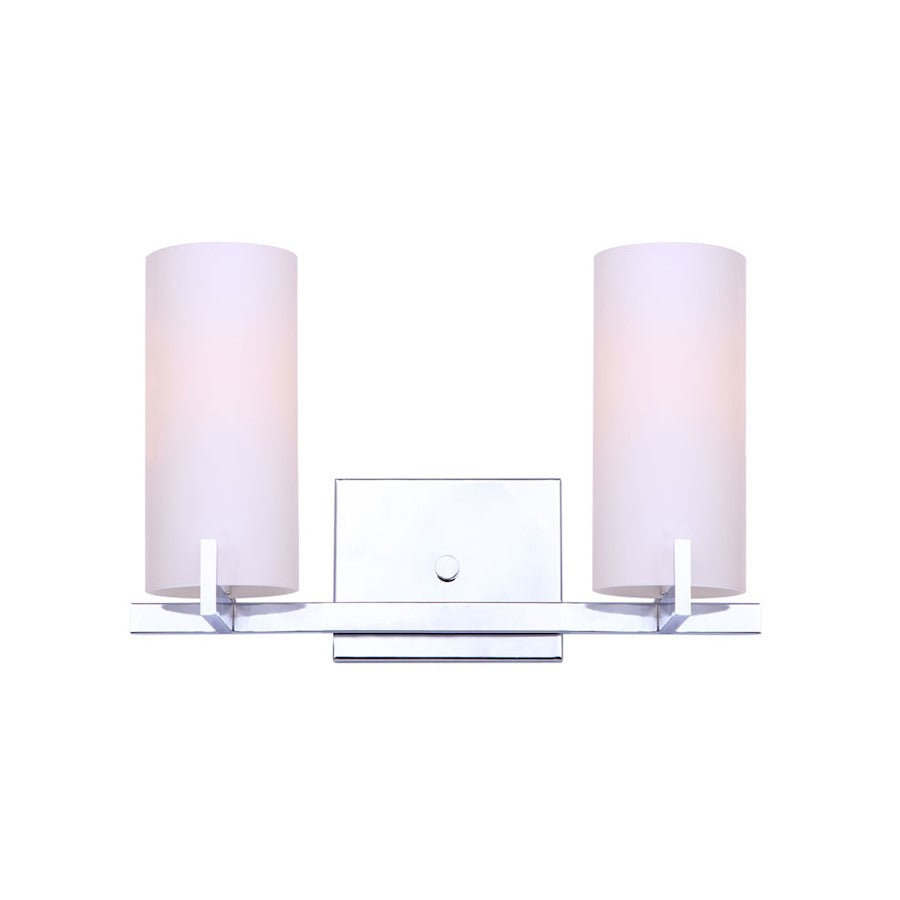Canarm Bishop 16in 2-Light Vanity Light | Transitional Matte Chrome and Opal Glass | Bathroom Vanity | 16 x 6 x 10 in | Model IVL1052A02CH