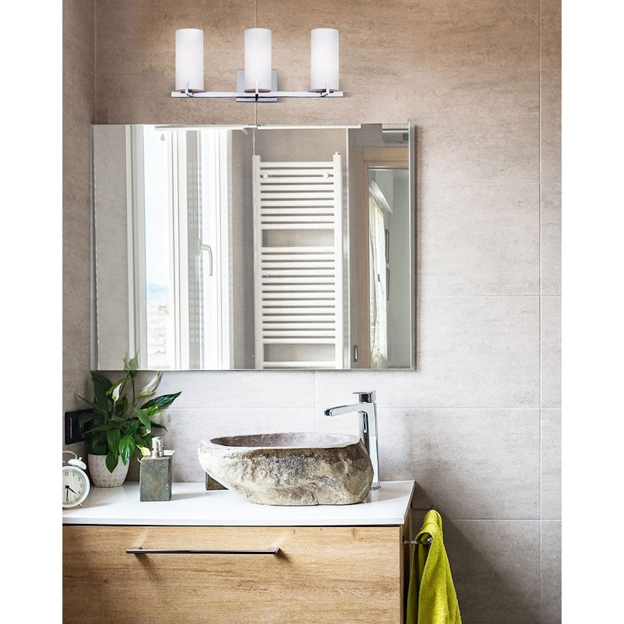 Canarm Bishop 24in 3-Light Vanity Light | Transitional Matte Chrome and Opal Glass | Bathroom Vanity | 24 x 6 x 10 in | Model IVL1052A03CH