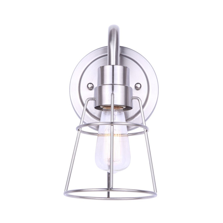 Canarm Dree 1-Light Wall Sconce | Industrial Brushed Nickel and Clear Glass | Bathroom & Hallway Accent | 5 x 7 x 10 in | Model IVL1053A01BN