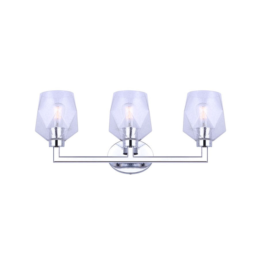 Canarm Lenci 24in 3-Light Vanity Light | Modern Chrome and Seeded Glass | Bathroom Vanity | 24 x 7 x 10 in | Model IVL1070A03CH