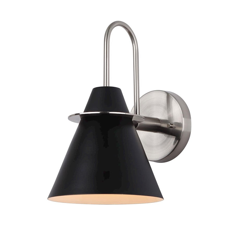 Canarm Talia 7in 1-Light Wall Sconce | Modern Brushed Nickel and Matte Black Metal | Bathroom & Hallway | 7 x 9 x 12 in | Model IVL1076A01BKN