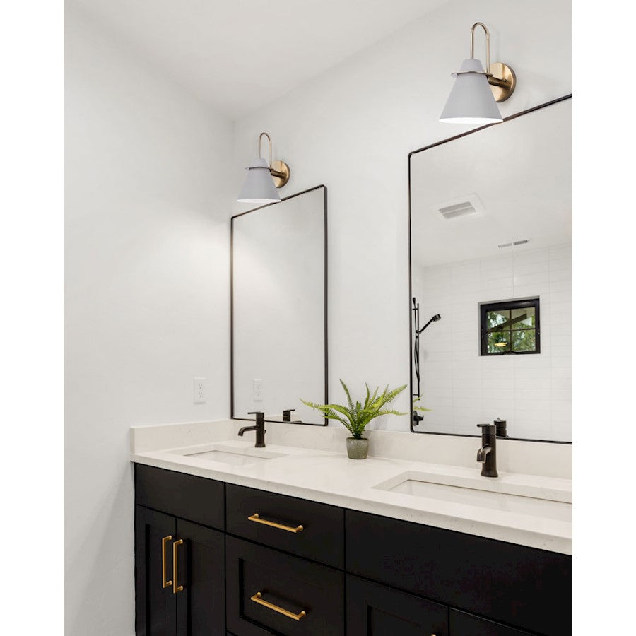 Canarm Talia 7in 1-Light Wall Sconce | Modern Matte Gold and Matte Grey Metal | Bathroom & Hallway | 7 x 9 x 12 in | Model IVL1076A01MGG