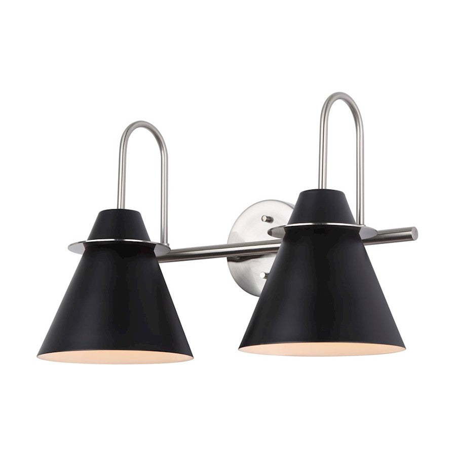 Canarm Talia 18in 2-Light Vanity Light | Modern Brushed Nickel and Matte Black Metal | Bathroom Vanity | 18 x 8 x 12 in | Model IVL1076A02BKN