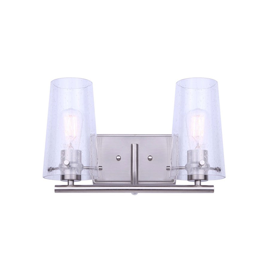 Canarm Vivien 14in 2-Light Vanity Light | Modern Brushed Nickel and Seeded Glass | Bathroom Vanity | 14 x 7 x 9 in | Model IVL1080A02BN