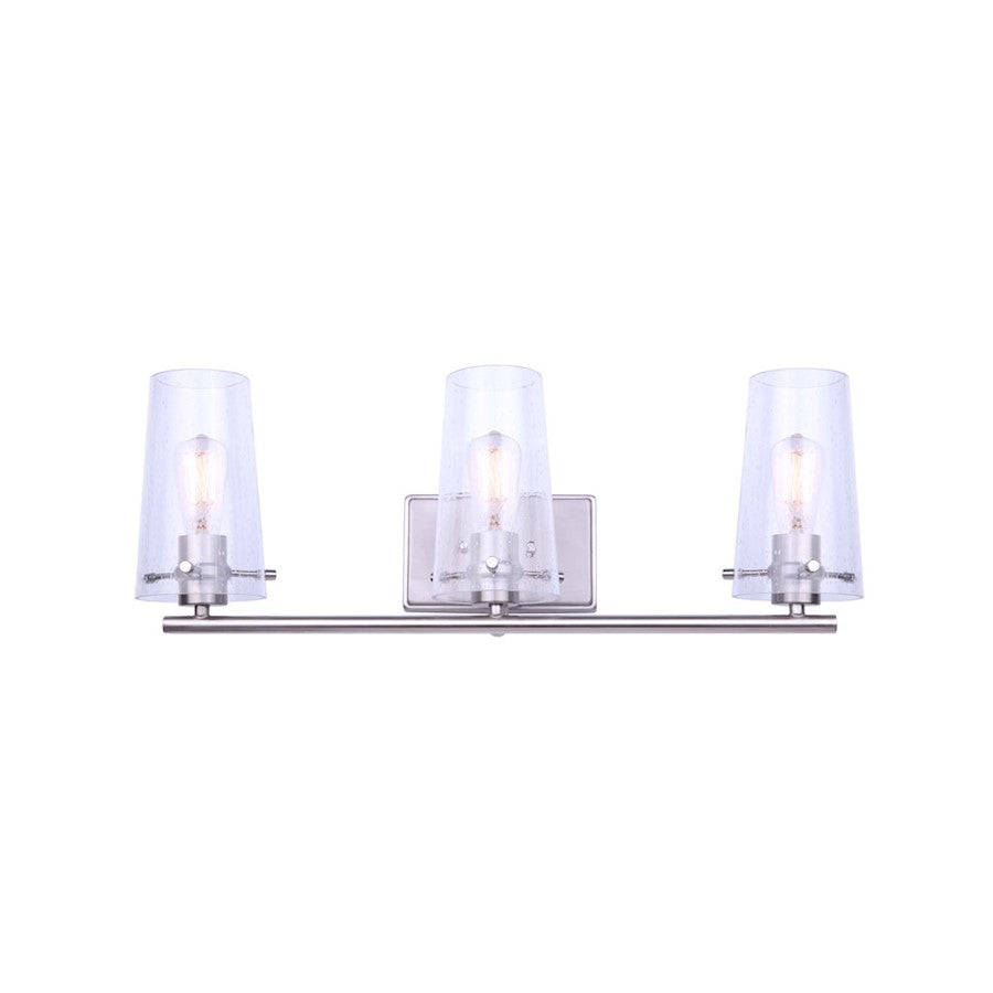 Canarm Vivien 24in 3-Light Vanity Light | Brushed Nickel and Seeded Glass | Bathroom Vanity | 24 x 7 x 9 in | Model IVL1080A03BN