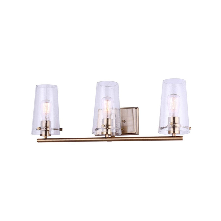 Canarm Vivien 24in 3-Light Vanity Light | Gold and Seeded Glass | Bathroom Vanity | 24 x 7 x 9 in | Model IVL1080A03GD