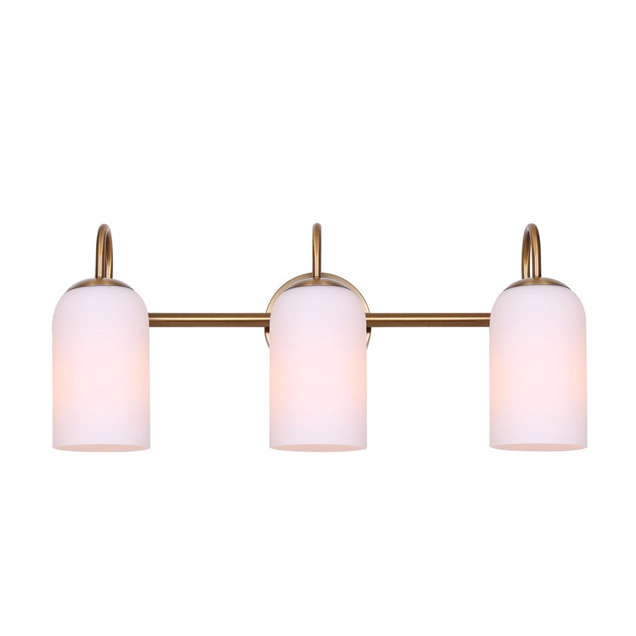 Canarm Novalee 22in 3-Light Vanity | Gold and Opal Glass | Bathroom & Powder Room | 22 x 6.5 x 9.75 in | Model IVL1130A03GD