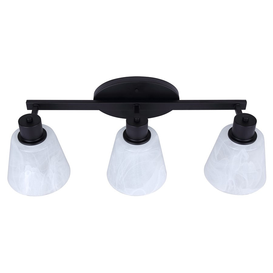 Canarm Luelle 25in 3-Light Vanity Light | Modern Matte Black and Alabaster Glass | Bathroom & Powder Room | 25 x 8 x 8 in | Model IVL1151A03BK