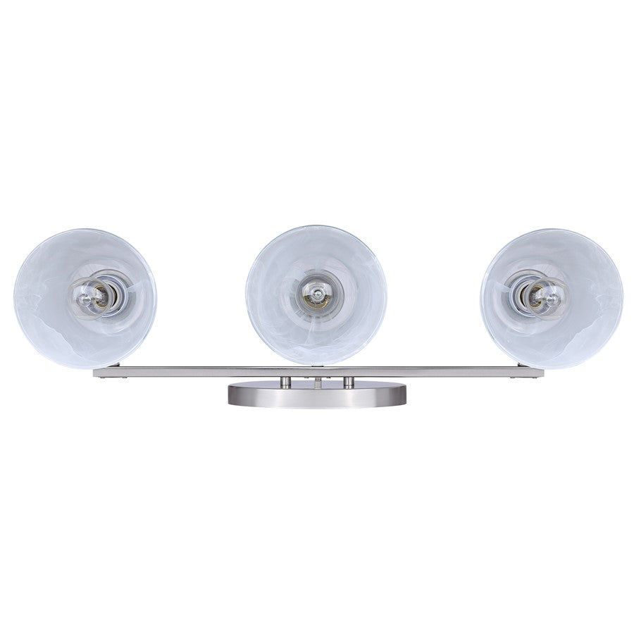 Canarm Luelle 25in 3-Light Vanity Light | Modern Brushed Nickel and Alabaster Glass | Bathroom & Powder Room | 25 x 8 x 8 in | Model IVL1151A03BN