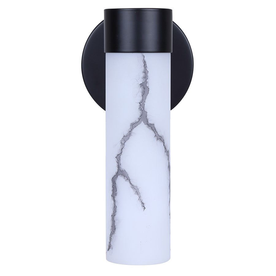 Canarm Kristella 6in 1-Light Wall Sconce | Modern Matte Black and Grey Marble Glass | Bathroom & Hallway | 6 x 5 x 10 in | Model IVL1153A01BK