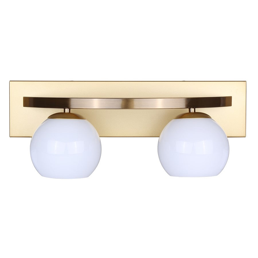 Canarm Monroe 18in 2-Light Vanity | Gold and Opal Glass | Bathroom Vanity Light | 18 x 6.5 x 6.75 in | Model IVL1169A02GDP