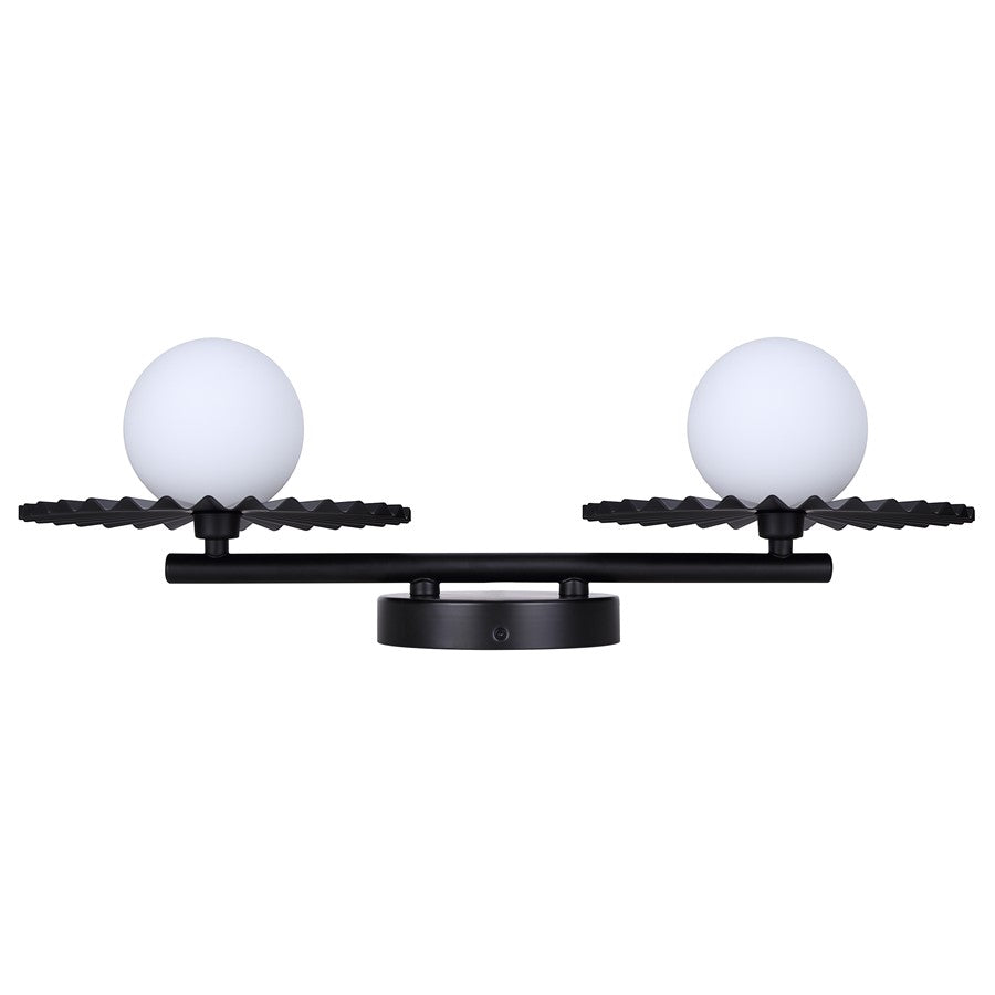 Canarm Payton 20in 2-Light Vanity Light | Matte Black and Opal Glass | Bathroom Vanity & Grooming | 20 x 6.75 x 8.12 in | Model IVL1210A02BK9