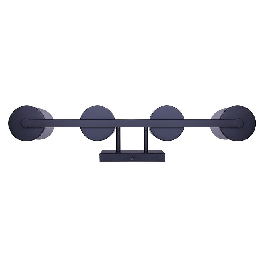 Canarm Britton 28in 4-Light Vanity Light | Industrial Matte Black and Clear Glass | Bathroom & Powder Room | 28 x 6 x 9.625 in | Model IVL1234A04BK