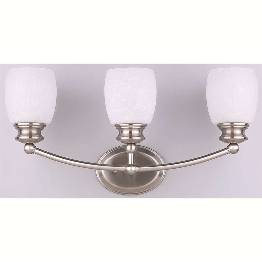 Canarm Palms 21.5in 3-Light Vanity Light | Brushed Pewter Steel and White Linen Glass | Bathroom Vanity | 21.5 x 6.25 x 10.75 in | Model IVL257A03BPT