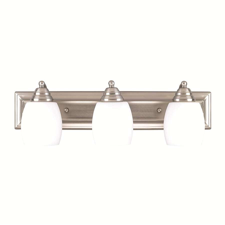 Canarm Griffin 24in 3-Light Bathroom Vanity Light | Brushed Pewter Steel and White Opal Glass | Bathroom Vanity | Model IVL259A03BPT
