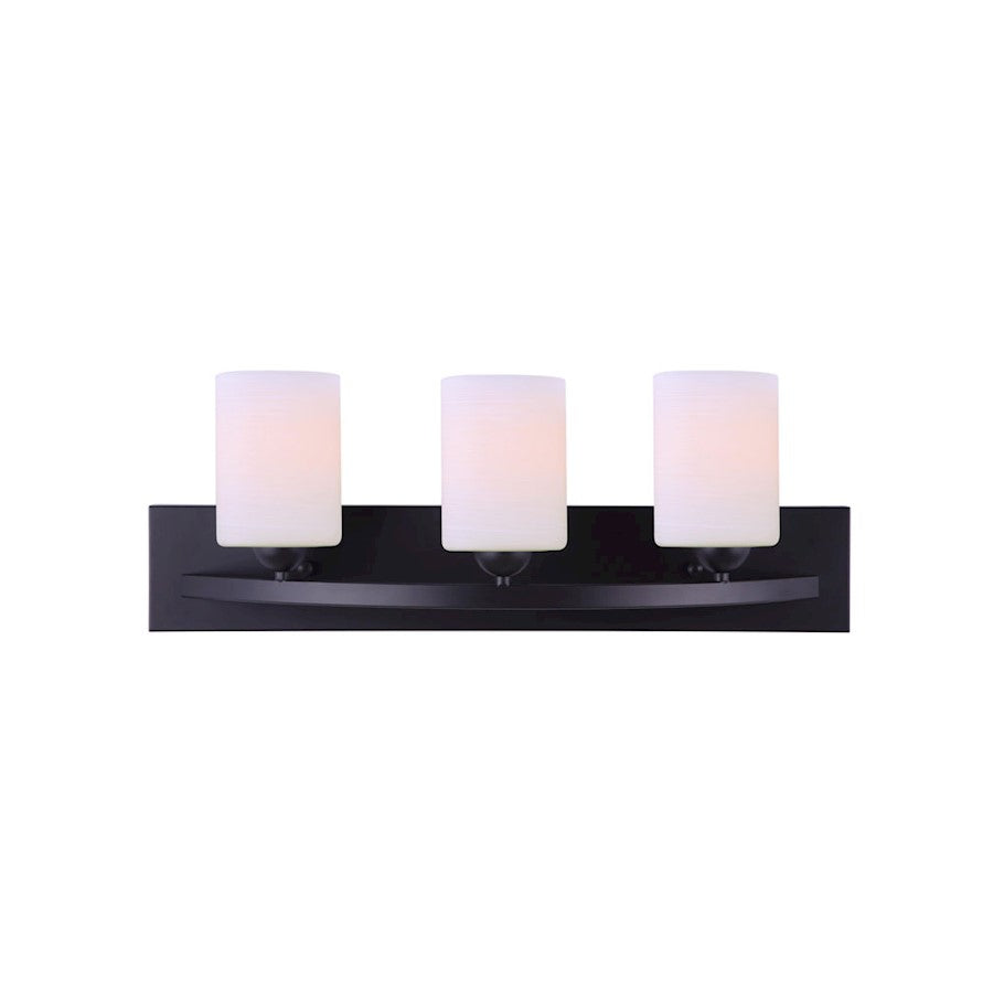 Canarm Hampton 24in 3-Light Vanity | Matte Black and White Glass | Bathroom Vanity Light | 24 x 7 x 8.5 in | Model IVL370A03BK