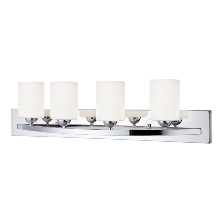 Canarm Hampton 32in 4-Light Vanity Light | Transitional Chrome and Flat Opal Glass | Bathroom Vanity | 32 x 7 x 8.5 in | Model IVL370A04CH-O