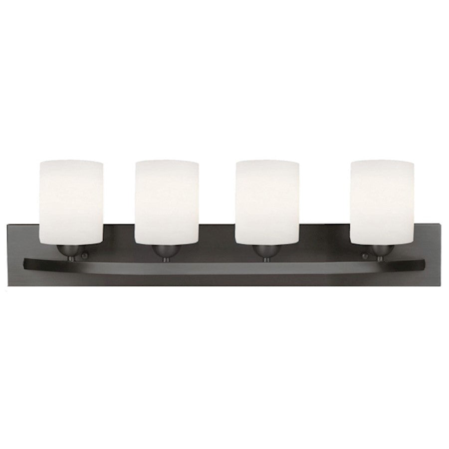 Canarm Hampton 32in 4-Light Vanity | Oil Rubbed Bronze and Flat Opal Glass | Bathroom Vanity Light | 32 x 7 x 8 in | Model IVL370A04ORB-O