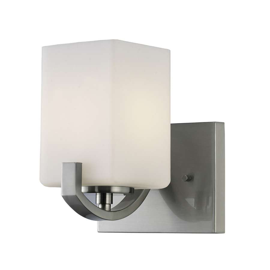 Canarm Palmer 1-Light Vanity | Brushed Nickel and White Opal Glass | Bathroom & Powder Room | 6.25 x 6.75 x 7.75 in | Model IVL422A01BN
