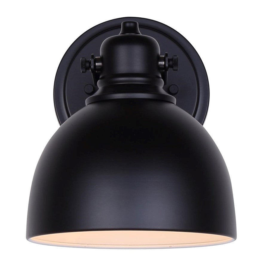 Canarm Polo 8in 1-Light Wall Sconce | Matte Black Metal | Bathroom Vanity & Hallway | 8 x 6 x 8 in | Model IVL622A01BK