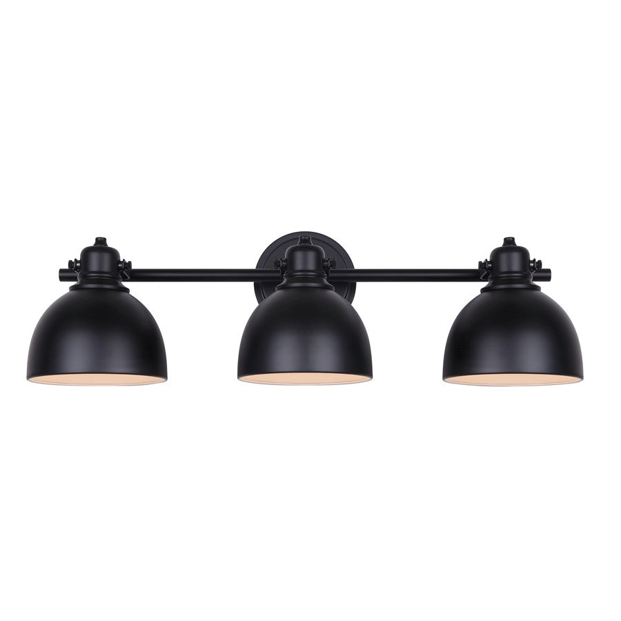 Canarm Polo 25in 3-Light Vanity Light | Matte Black Metal | Bathroom Vanity & Powder Room | 25 x 8 x 8 in | Model IVL622A03BK