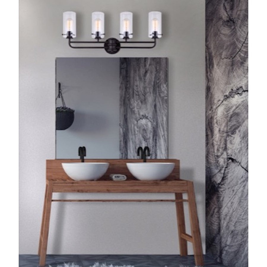 Canarm Albany 31in 4-Light Vanity | Oil Rubbed Bronze and Clear Glass | Bathroom Vanity Light | 31 x 6 x 13 in | Model IVL679A04ORB