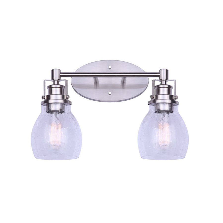 Canarm Carson 16in 2-Light Vanity Light | Transitional Brushed Nickel and Seeded Glass | Bathroom Vanity & Powder Room | Model IVL705A02BN