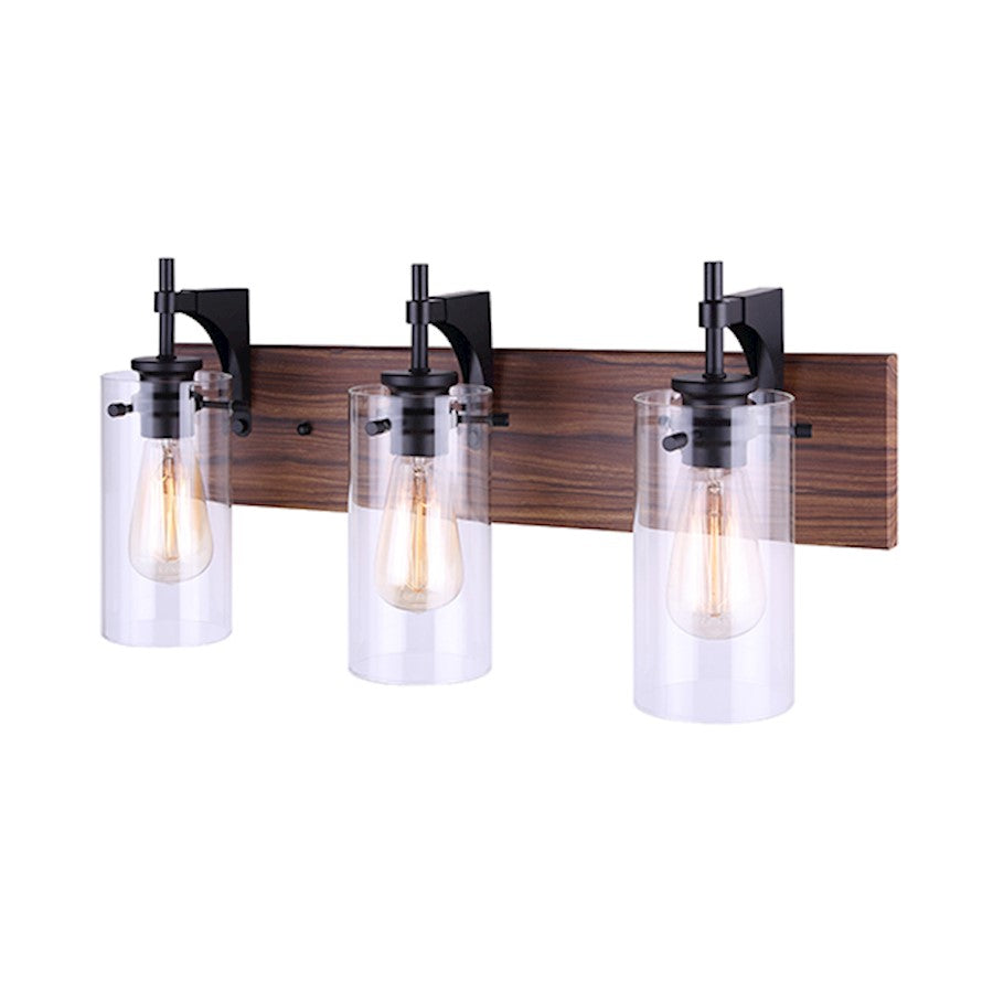 Canarm Arlie 24in 3-Light Vanity | Matte Black and Clear Glass | Bathroom Vanity Light | 24 x 11.5 x 7 in | Model IVL710A03BKW