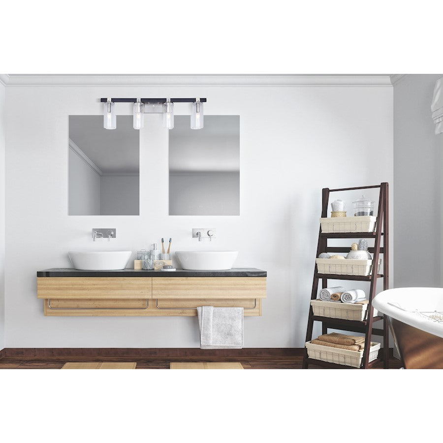 Canarm Cedar 32in 4-Light Vanity Light | Black and Brushed Nickel with Seeded Glass | Bathroom Vanity | 32 x 5 x 10 in | Model IVL762A04BKN