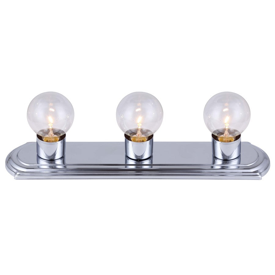 Canarm Bathroom Strip 18in 3-Light Vanity Light | Chrome Finish | Bathroom Vanity | 18 x 4 in | Model IVLBS1307