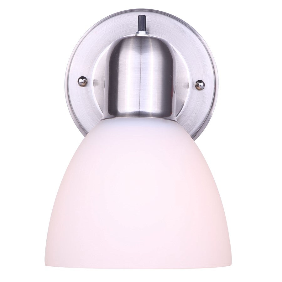 Canarm Madison 5.75in 1-Light Wall Sconce | Art Deco Brushed Nickel | Hallway & Bedroom Accent | 5.5 x 5.75 x 8 in | Model IWF084BN