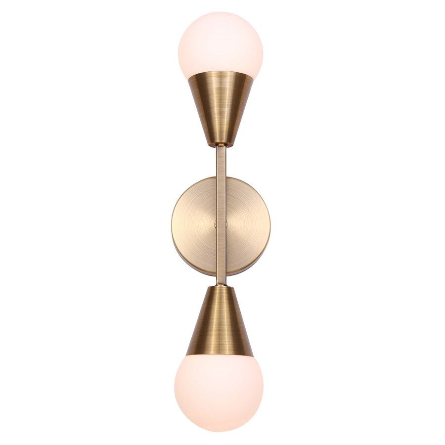 Canarm Arlowe 2-Light Wall Sconce | Gold Metal and Flat Opal Glass | Living Room & Hallway | 4.75 x 5.5 x 19 in | Model IWF1125A02GD9