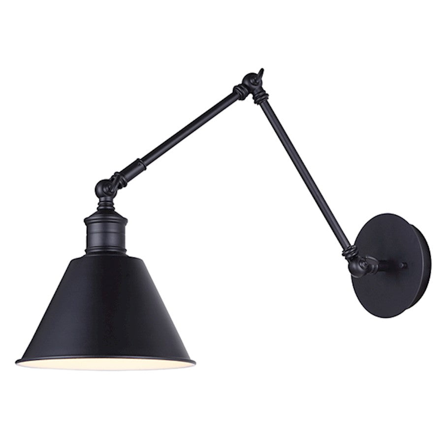 Canarm Morocco 7in 1-Light Wall Sconce | Modern Black Metal | Hallway & Bedroom Accent Light | 7 x 17 x 12 in | Model IWF582A01BK