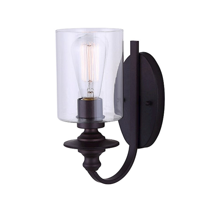 Canarm York 8in 1-Light Wall Sconce | Traditional Oil Rubbed Bronze and Clear Glass | Hallway & Living Room Accent | Model IWF586A01ORB