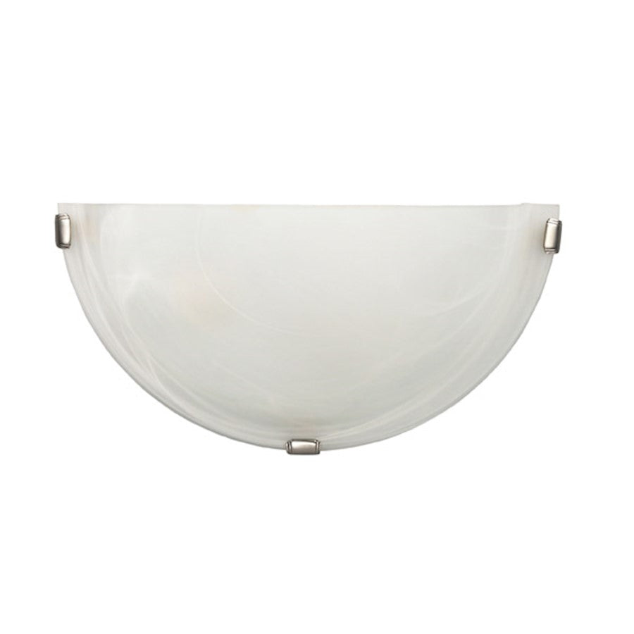 Canarm 12in 1-Light Wall Sconce | Brushed Pewter and White Alabaster Glass Shade | Hallway & Living Room | W 12 x D 4 x H 6 in | Model IWL150B12BPT