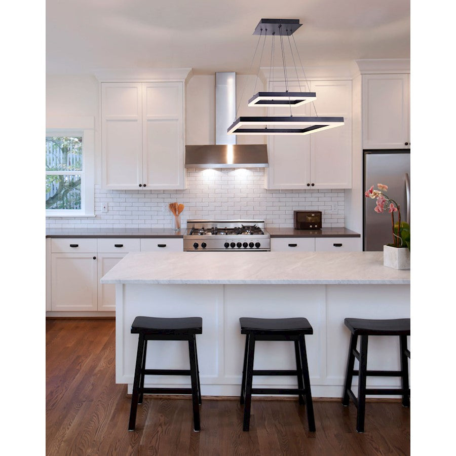 Canarm Malou 20in LED Chandelier | Matte Black Acrylic Frames | Dining Room & Living Room | 20 x 20 x 20-63 in | Model LCH214A20BK