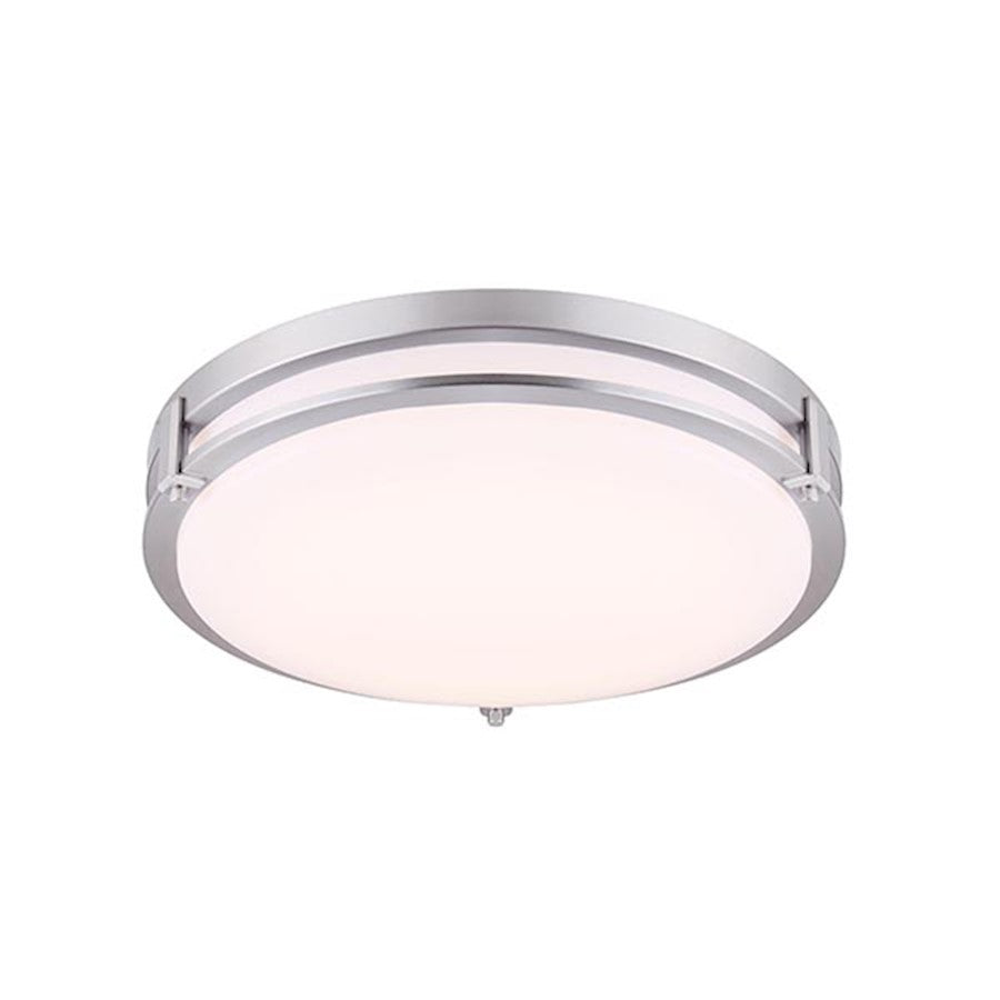 Canarm Gilda 16in 1-Light LED Flush Mount | Modern Brushed Nickel Metal | Bedroom & Living Room Ceiling Light | 16 x 4.25 in | Model LFM112A16BN